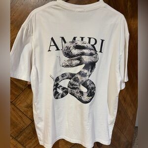 AMIRI White Tee with Black Snake Graphic